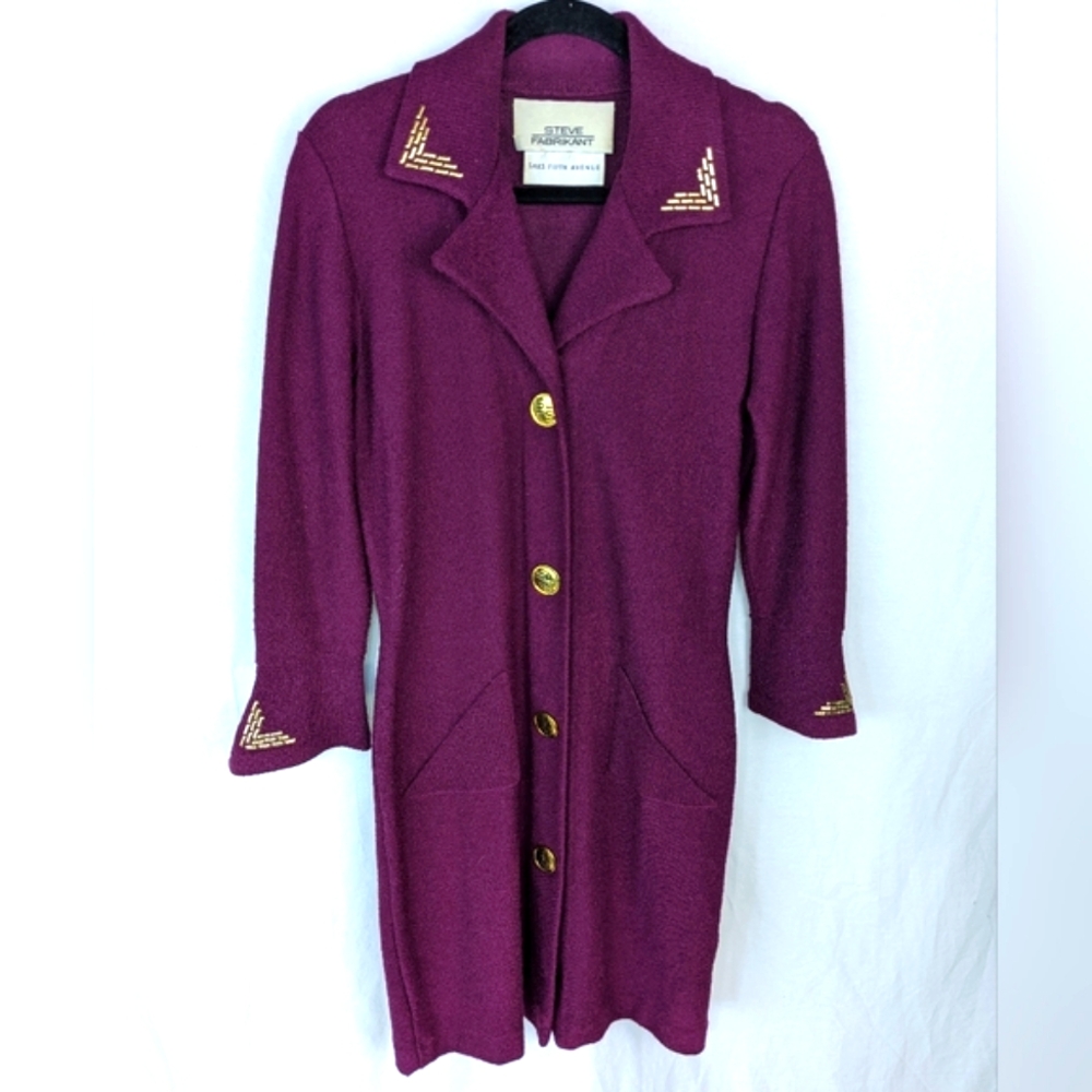 Vintage Retro Steve Fabrikant for Saks Fifth Avenue Wool Rayon Long Jacket